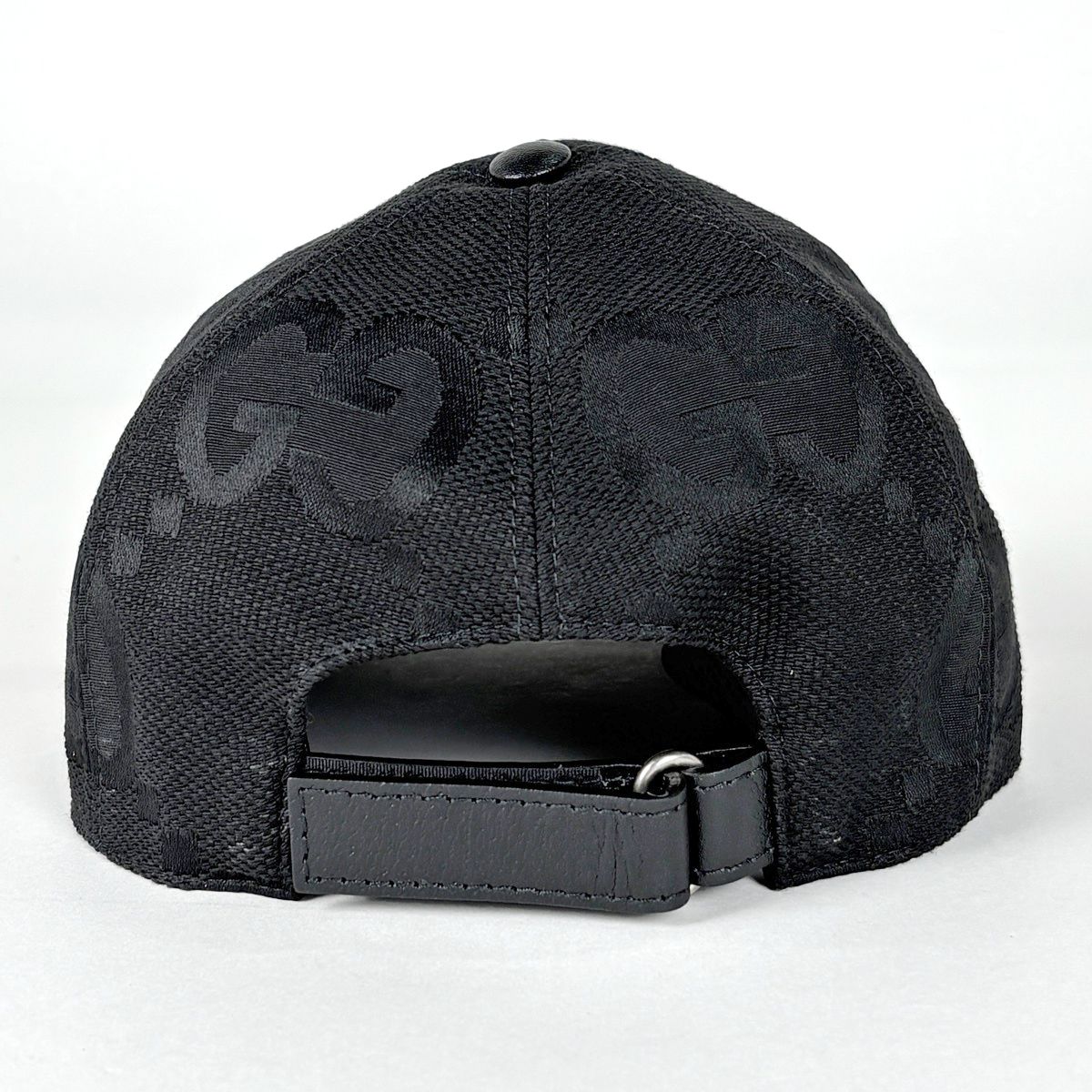 Gucci Jumbo GG Baseball Cap Hat Cotton Leather Black — view 2