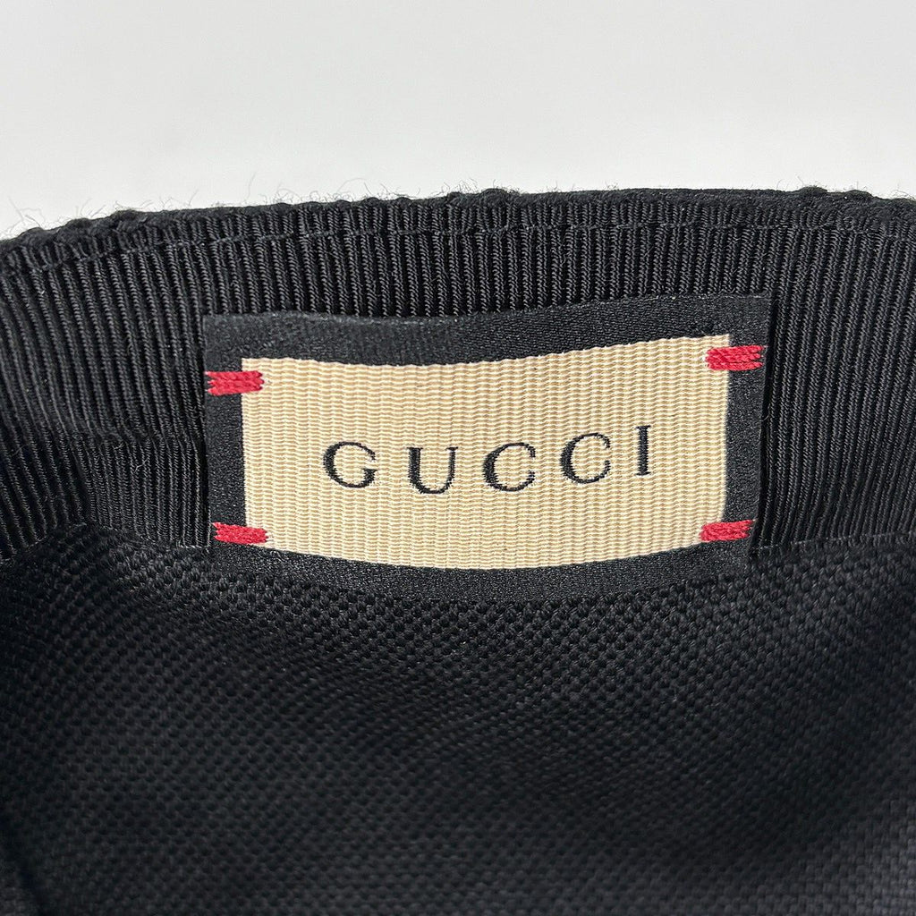 Gucci Jumbo GG Baseball Cap Hat Cotton Leather Black — view 5