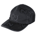 Gucci Jumbo GG Baseball Cap Hat Cotton Leather Black