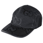 Gucci Jumbo GG Baseball Cap Hat Cotton Leather Black