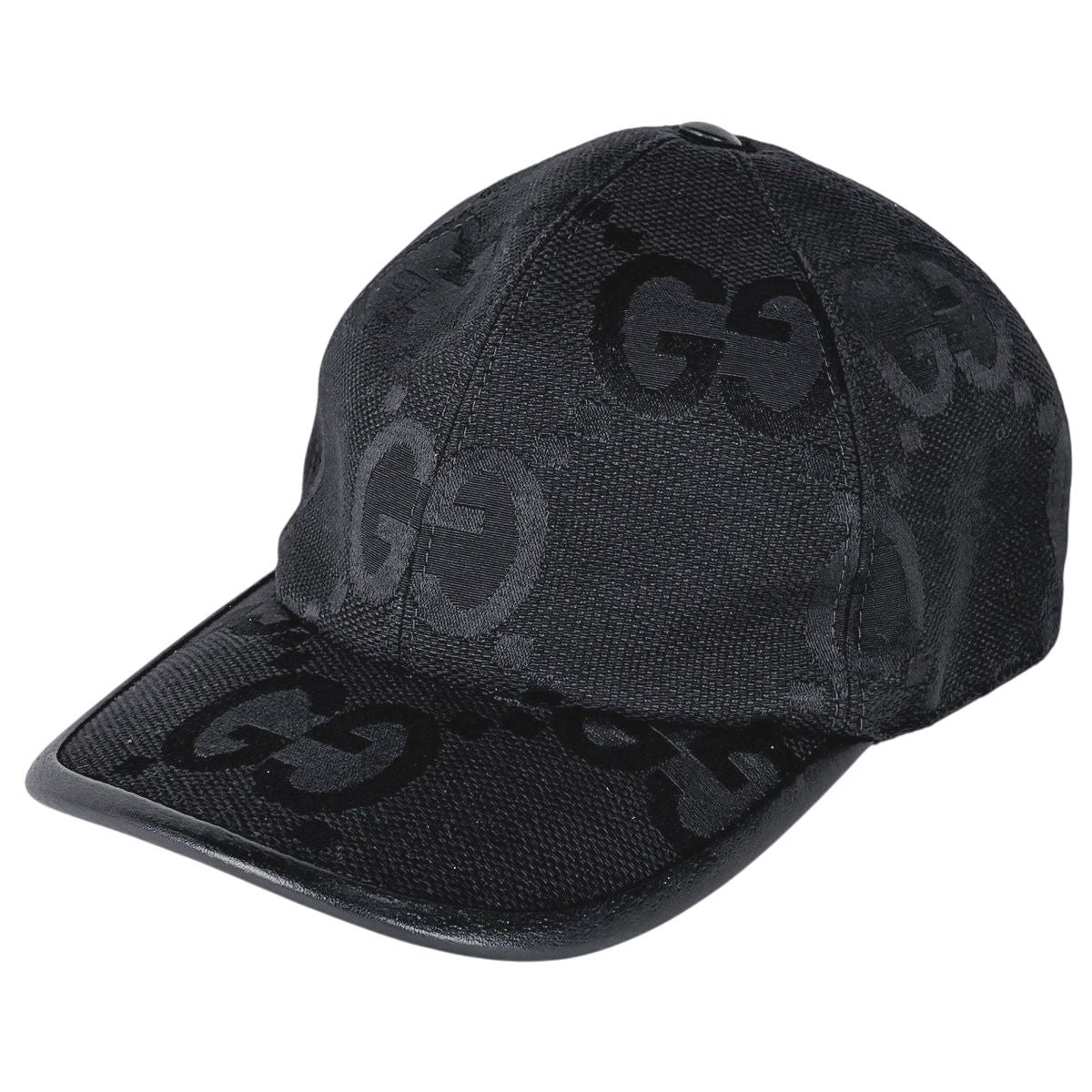 Gucci Jumbo GG Baseball Cap Hat Cotton Leather Black