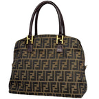 Fendi Zucca Pattern Handbag Canvas Brown