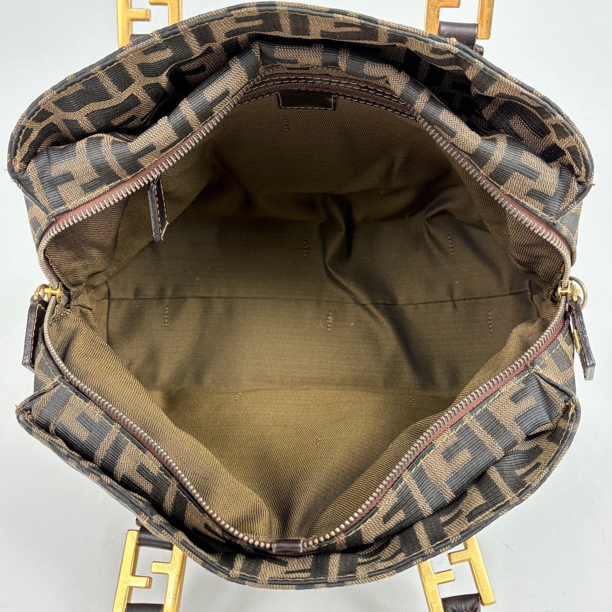 Fendi Zucca Pattern Handbag Canvas Brown — view 8