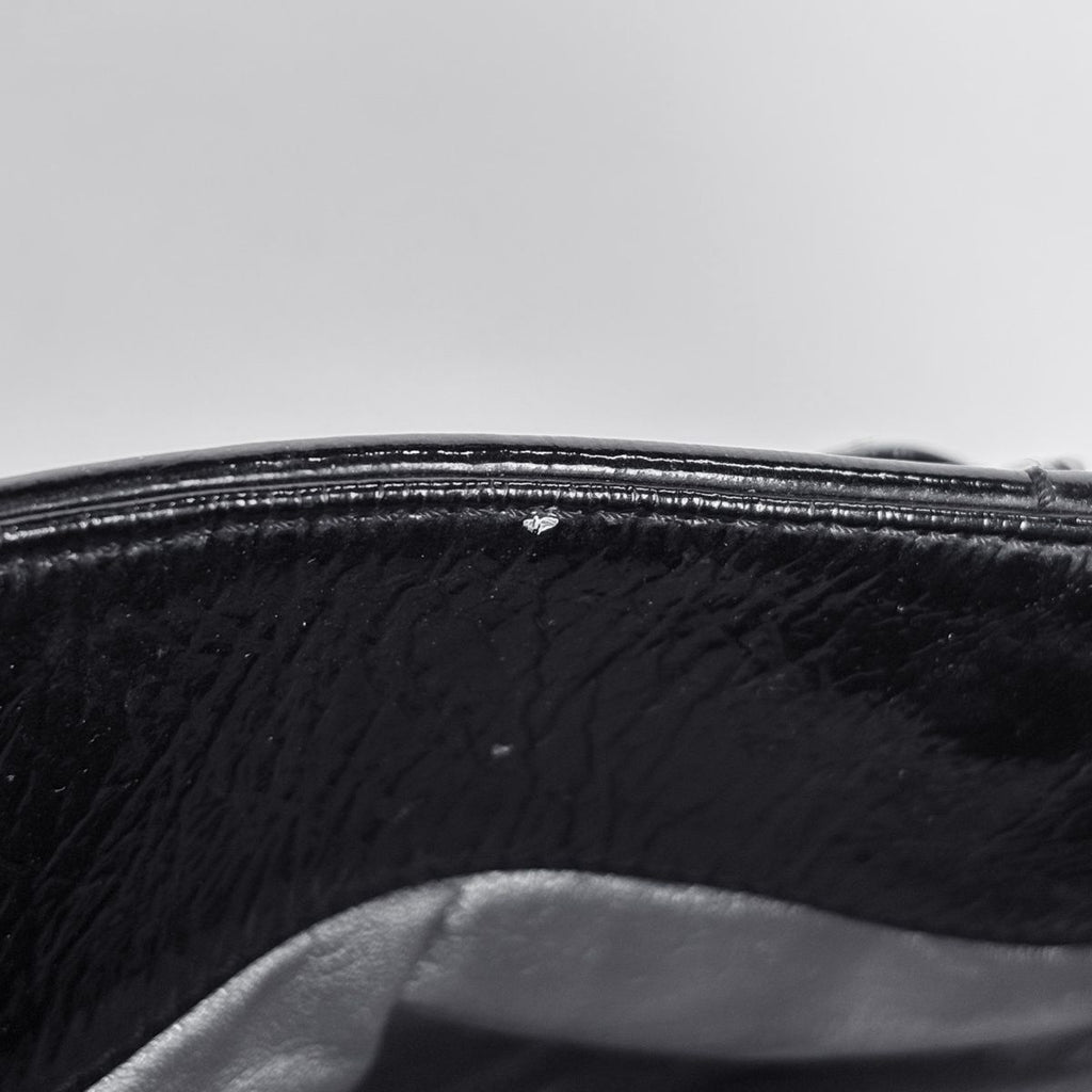 Chanel CC Logo Chain Shoulder Bag Enamel Patent Leather Black — view 7