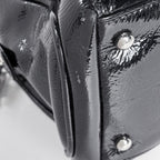 Chanel CC Logo Chain Shoulder Bag Enamel Patent Leather Black — view 4