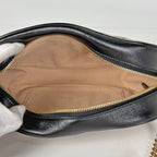 Gucci GG Marmont Chain Shoulder Bag Canvas Beige Black — view 6