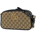 Gucci GG Marmont Chain Shoulder Bag Canvas Beige Black