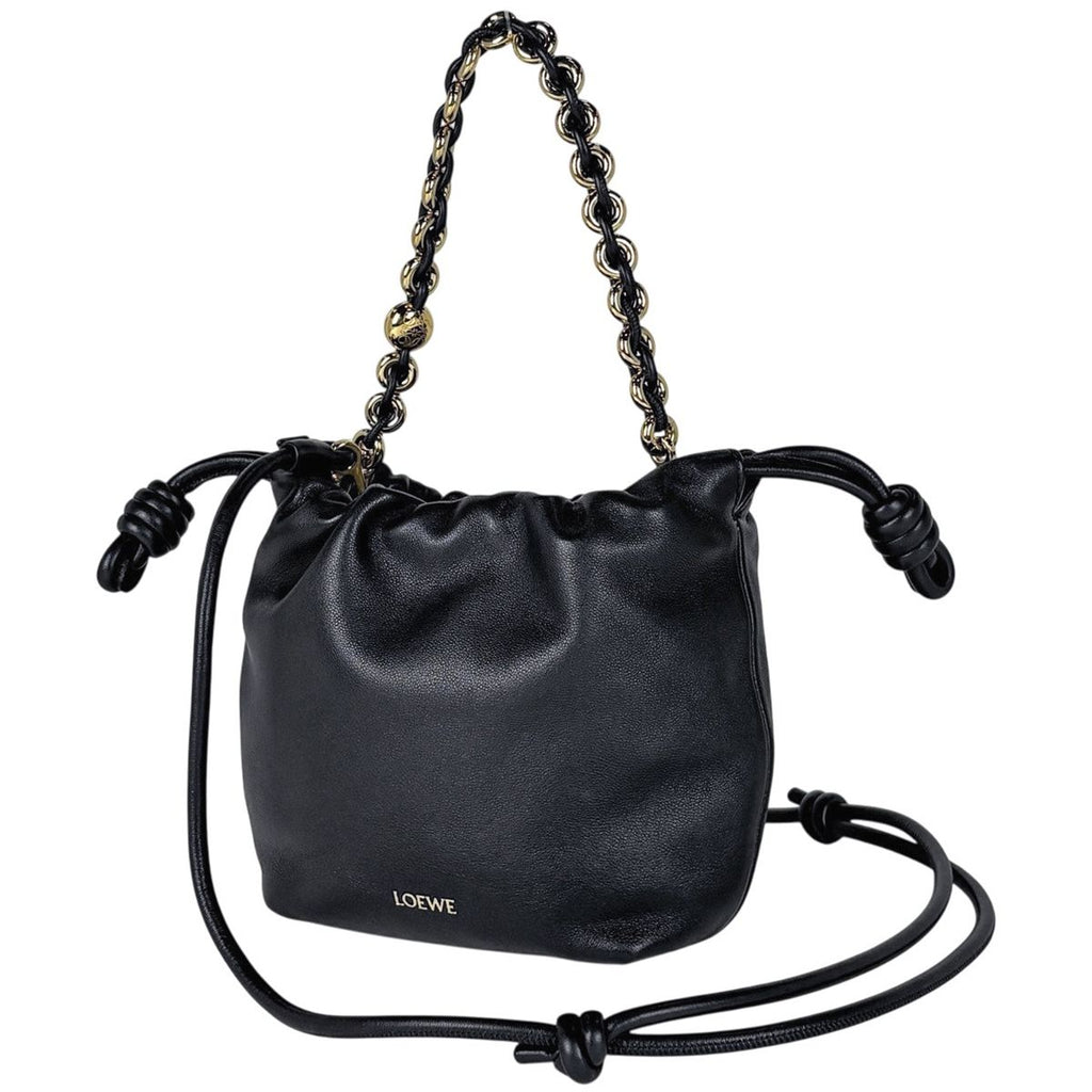 Loewe Logo Handbag 2-Way Flamenco Leather Black