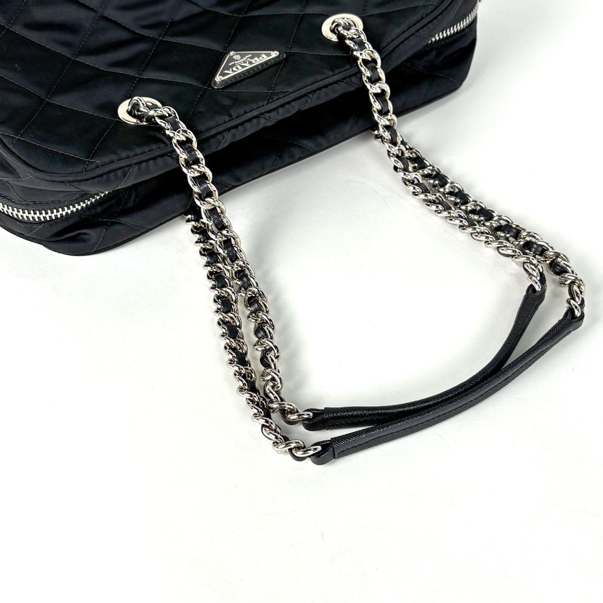 Prada Chain Tote Quilted Nylon Nero — view 5