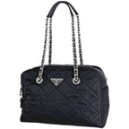 Prada Chain Tote Quilted Nylon Nero