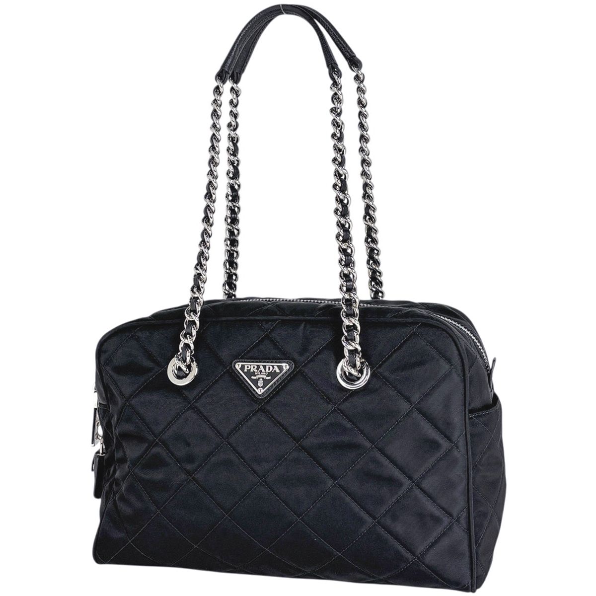 Prada Chain Tote Quilted Nylon Nero