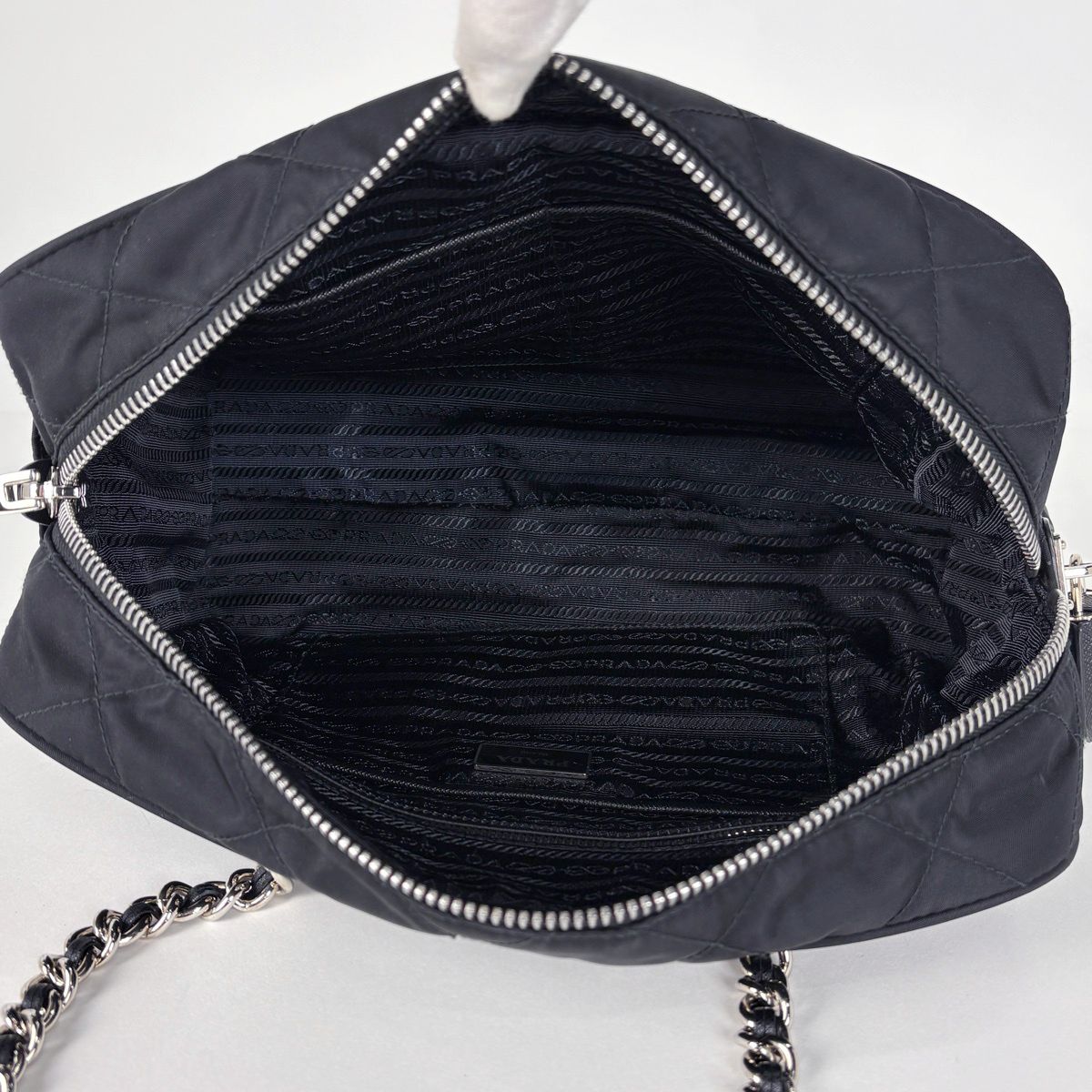 Prada Chain Tote Quilted Nylon Nero — view 6