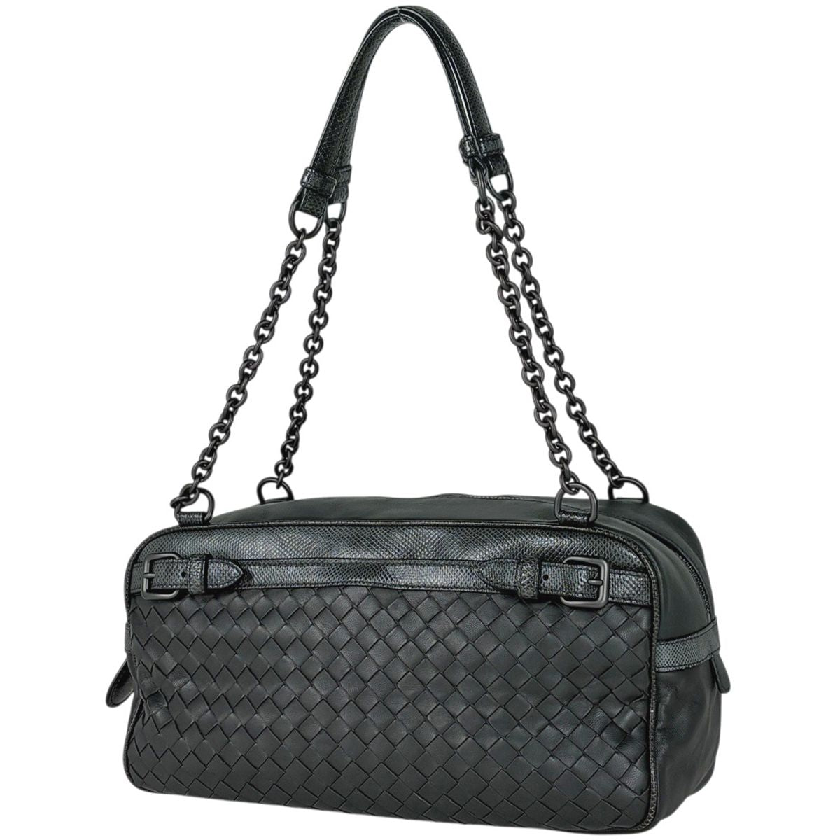 Bottega Veneta Intrecciato Chain Tote Leather Dark Green