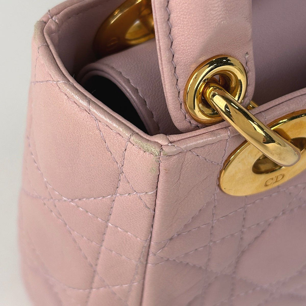 Dior Cannage Mini Handbag Leather Pink — view 5