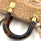 Fendi by the Way Mini Shoulder Shearling Calfskin Brown Beige Handbag Gold — view 5