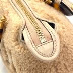 Fendi by the Way Mini Shoulder Shearling Calfskin Brown Beige Handbag Gold — view 9