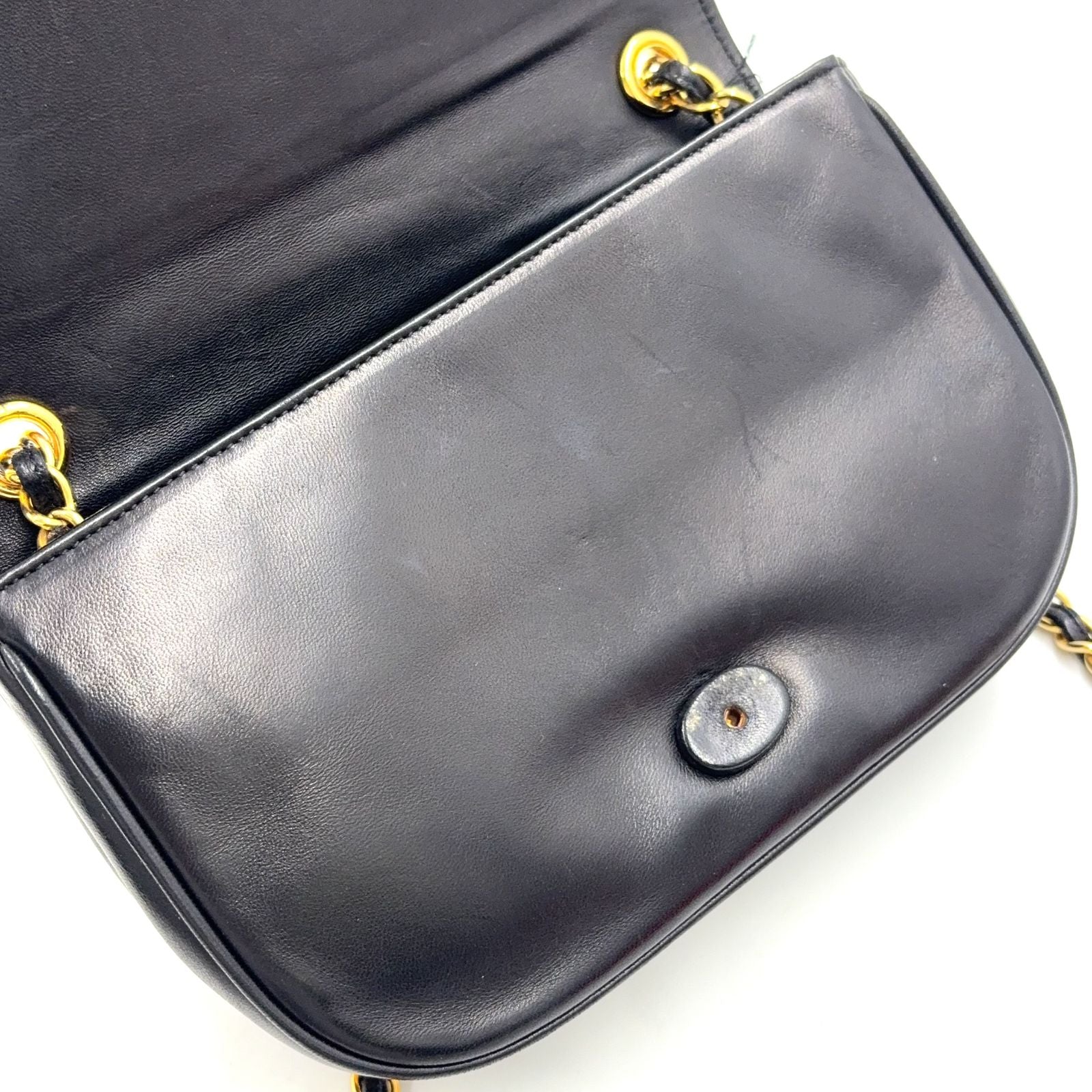Chanel CC Logo Stitch Chain Leather Black Shoulder Bag Gold — view 7
