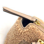 Fendi by the Way Mini Shoulder Shearling Calfskin Brown Beige Handbag Gold — view 8