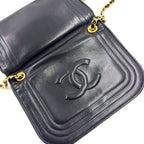 Chanel CC Logo Stitch Chain Leather Black Shoulder Bag Gold — view 5