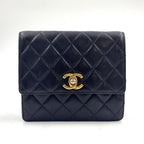 Chanel Quilted Belt Lambskin Black Bag Gold