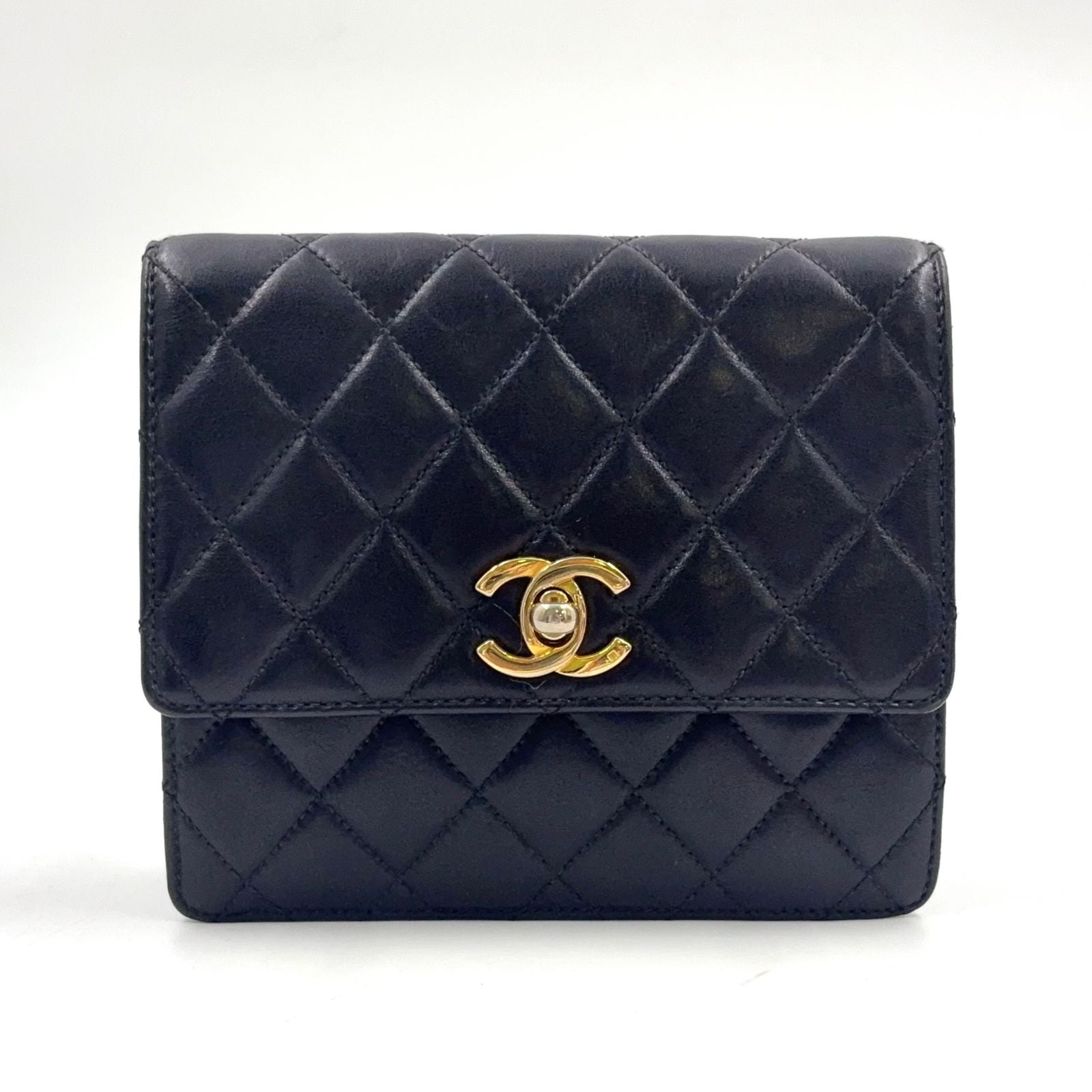 Chanel Quilted Belt Lambskin Black Bag Gold