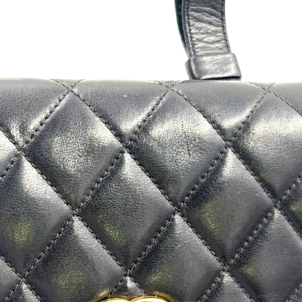 Chanel Quilted Belt Lambskin Black Bag Gold — view 7