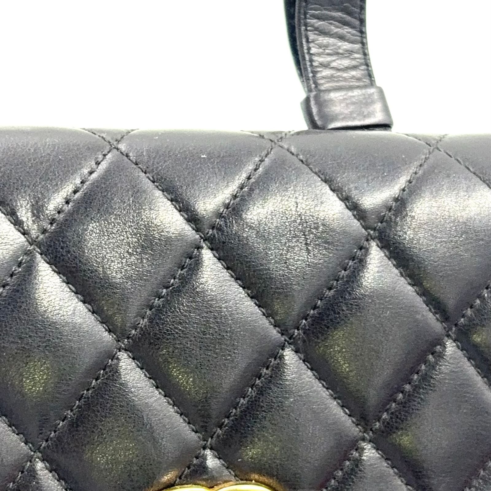 Chanel Quilted Belt Lambskin Black Bag Gold — view 7