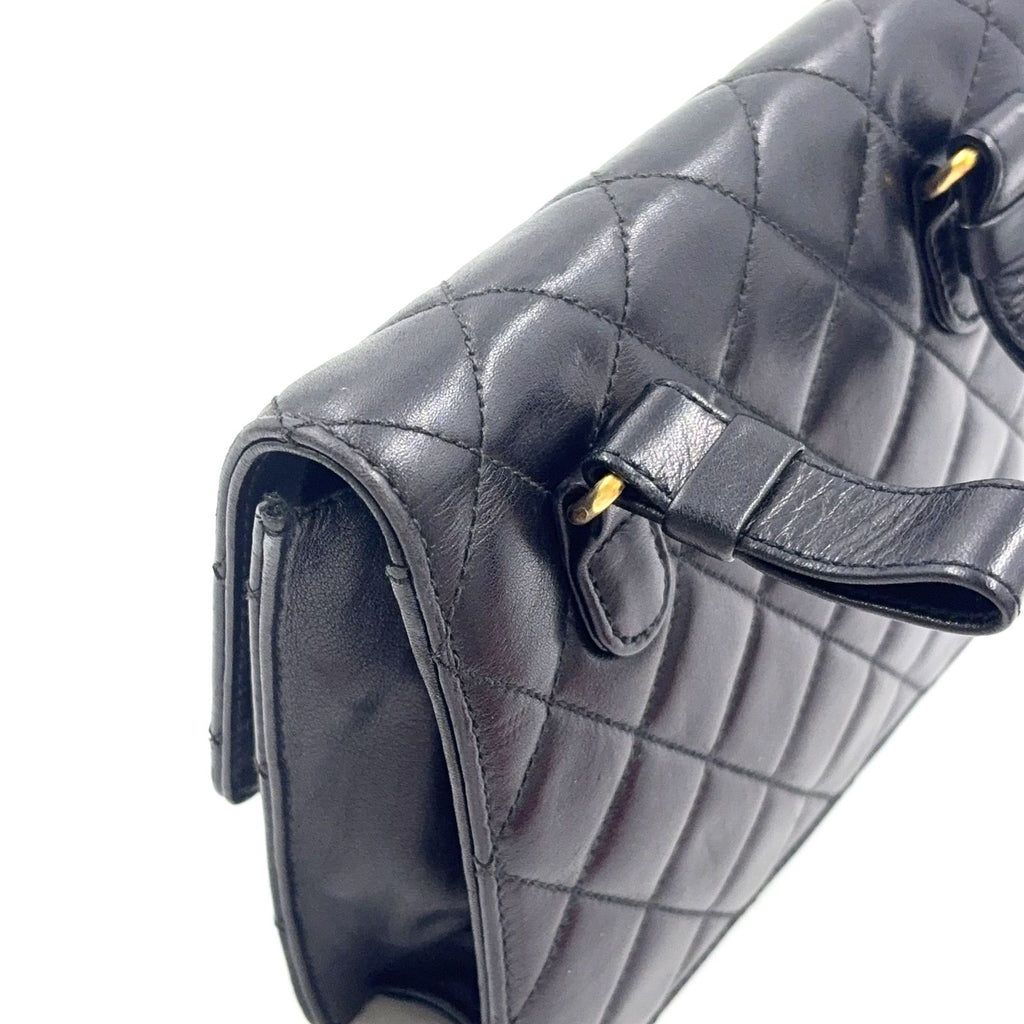 Chanel Quilted Belt Lambskin Black Bag Gold — view 9