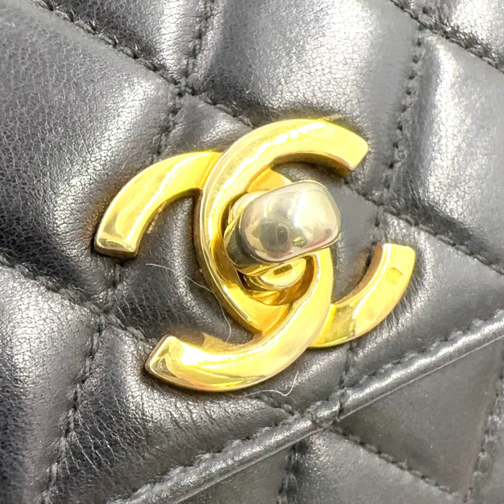 Chanel Quilted Belt Lambskin Black Bag Gold — view 5