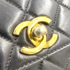 Chanel Quilted Belt Lambskin Black Bag Gold — view 5