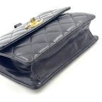 Chanel Quilted Belt Lambskin Black Bag Gold — view 8