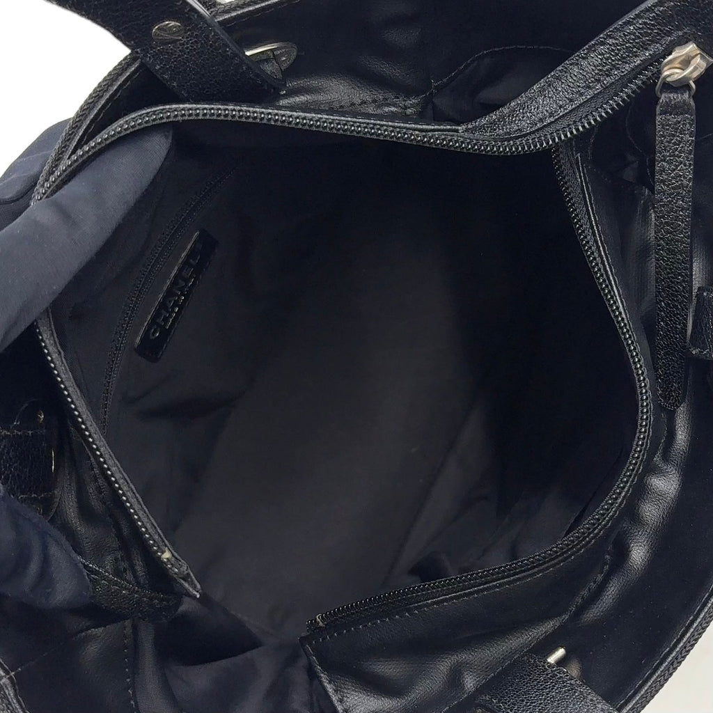 Chanel Paris Biarritz PM Leather Canvas Tote Silver — view 3