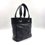 Chanel Paris Biarritz PM Leather Canvas Tote Silver — view 2