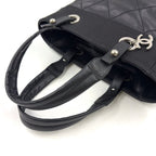 Chanel Paris Biarritz PM Leather Canvas Tote Silver — view 5