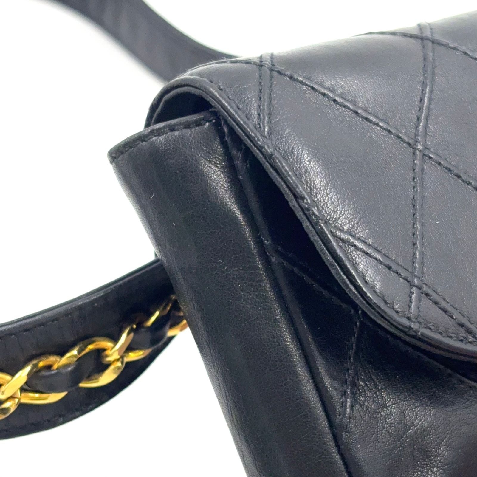 Chanel Quilted Turnlock Waist Pouch Belt Bag Unknown Lambskin Black Gold — view 8