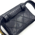 Chanel Quilted Turnlock Waist Pouch Belt Bag Unknown Lambskin Black Gold — view 9
