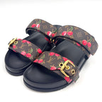 Louis Vuitton LV TM Bondia Line Mules Leather Rubber Brown Black Red Sandals