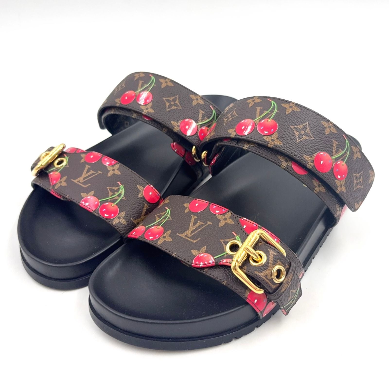 Louis Vuitton LV TM Bondia Line Mules Leather Rubber Brown Black Red Sandals
