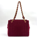 Chanel Choco Bar CC Logo Cotton Bordeaux Chain Shoulder Bag Gold