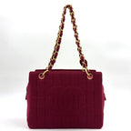 Chanel Choco Bar CC Logo Cotton Bordeaux Chain Shoulder Bag Gold