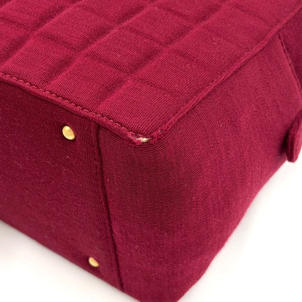 Chanel Choco Bar CC Logo Cotton Bordeaux Chain Shoulder Bag Gold — view 7