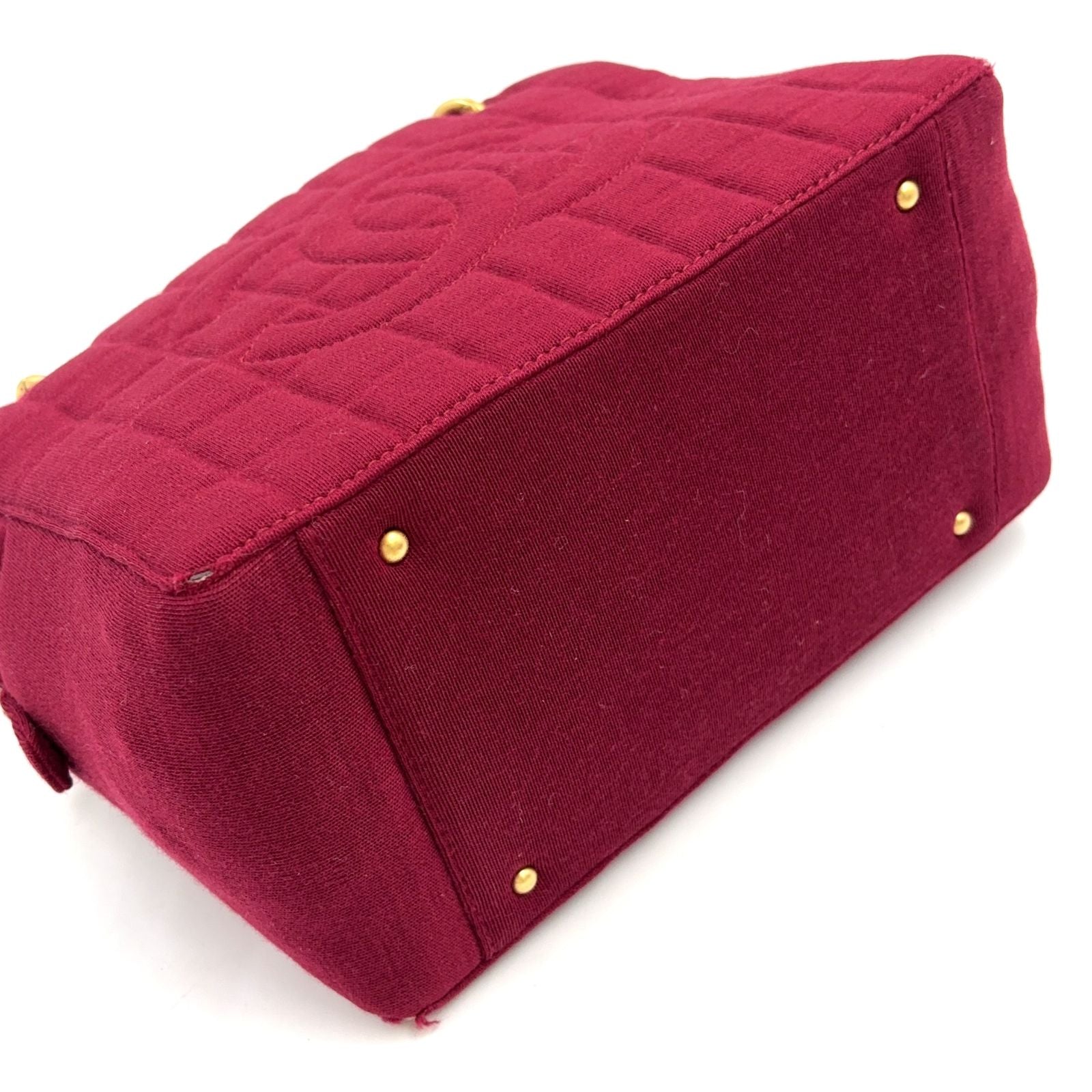 Chanel Choco Bar CC Logo Cotton Bordeaux Chain Shoulder Bag Gold — view 5