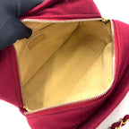 Chanel Choco Bar CC Logo Cotton Bordeaux Chain Shoulder Bag Gold — view 3
