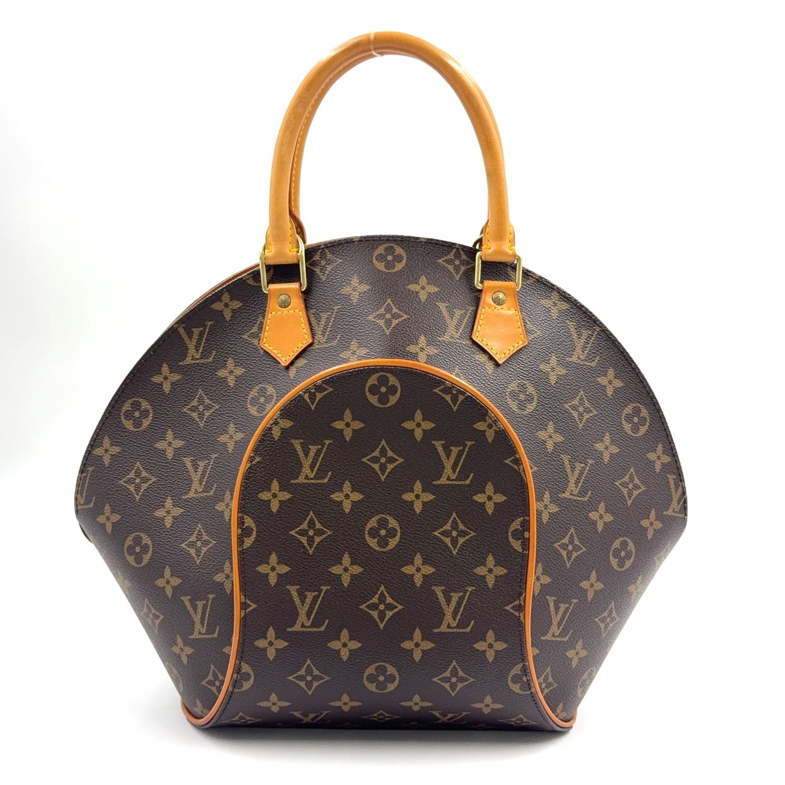 Louis Vuitton Ellipse MM Monogram Leather Brown Handbag Gold
