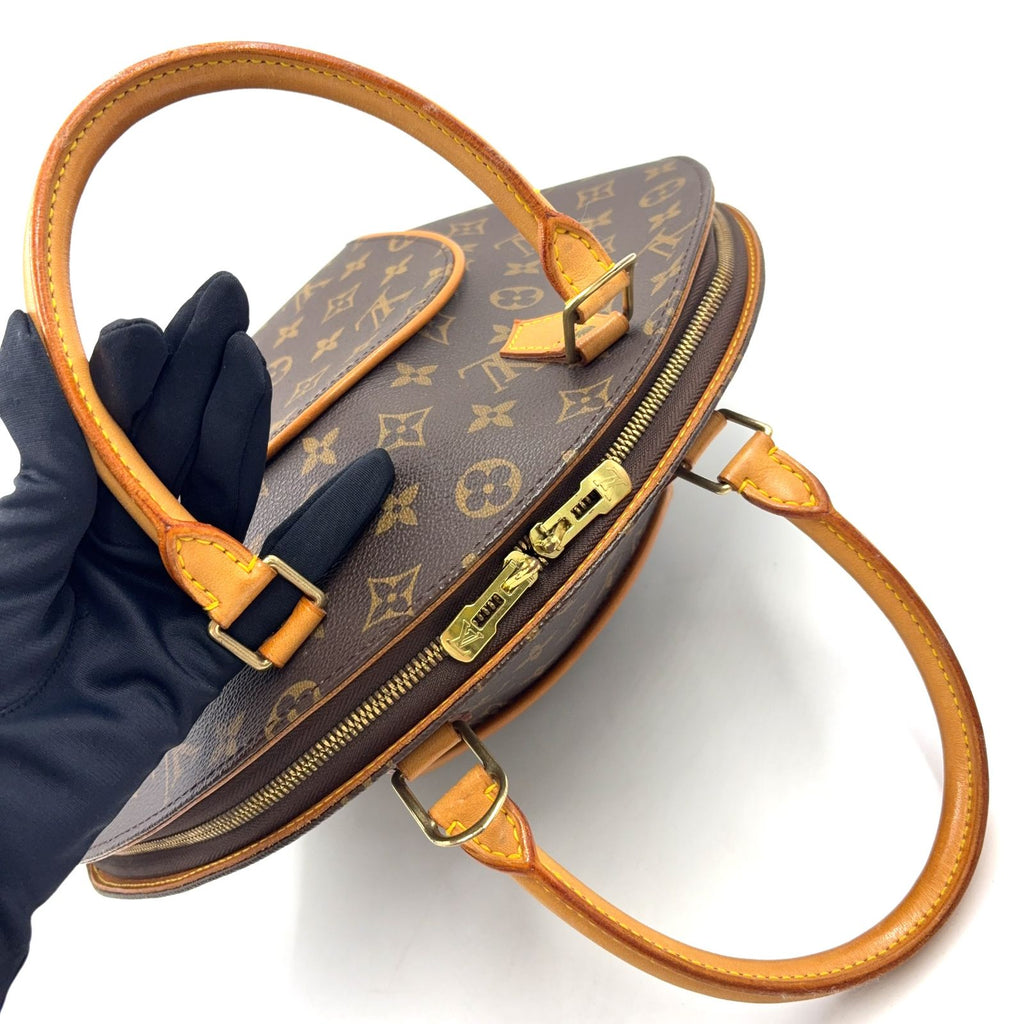 Louis Vuitton Ellipse MM Monogram Leather Brown Handbag Gold — view 8
