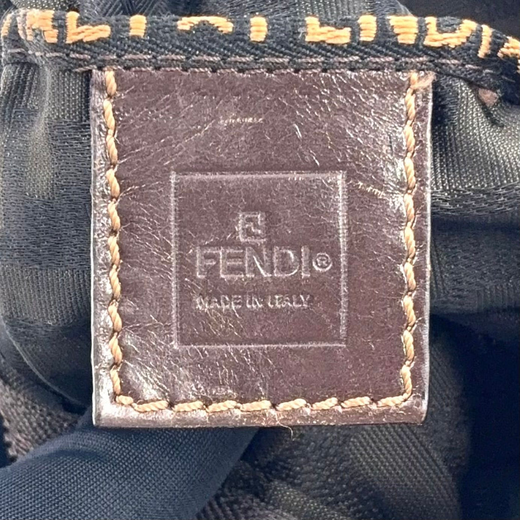 Fendi Zucca Pattern Leather Nylon Khaki Brown Mini Handbag Silver — view 4