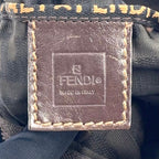 Fendi Zucca Pattern Leather Nylon Khaki Brown Mini Handbag Silver — view 4