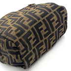 Fendi Zucca Pattern Leather Nylon Khaki Brown Mini Handbag Silver — view 5
