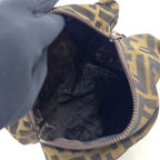 Fendi Zucca Pattern Leather Nylon Khaki Brown Mini Handbag Silver — view 3