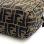 Fendi Zucca Pattern Leather Nylon Khaki Brown Mini Handbag Silver — view 7